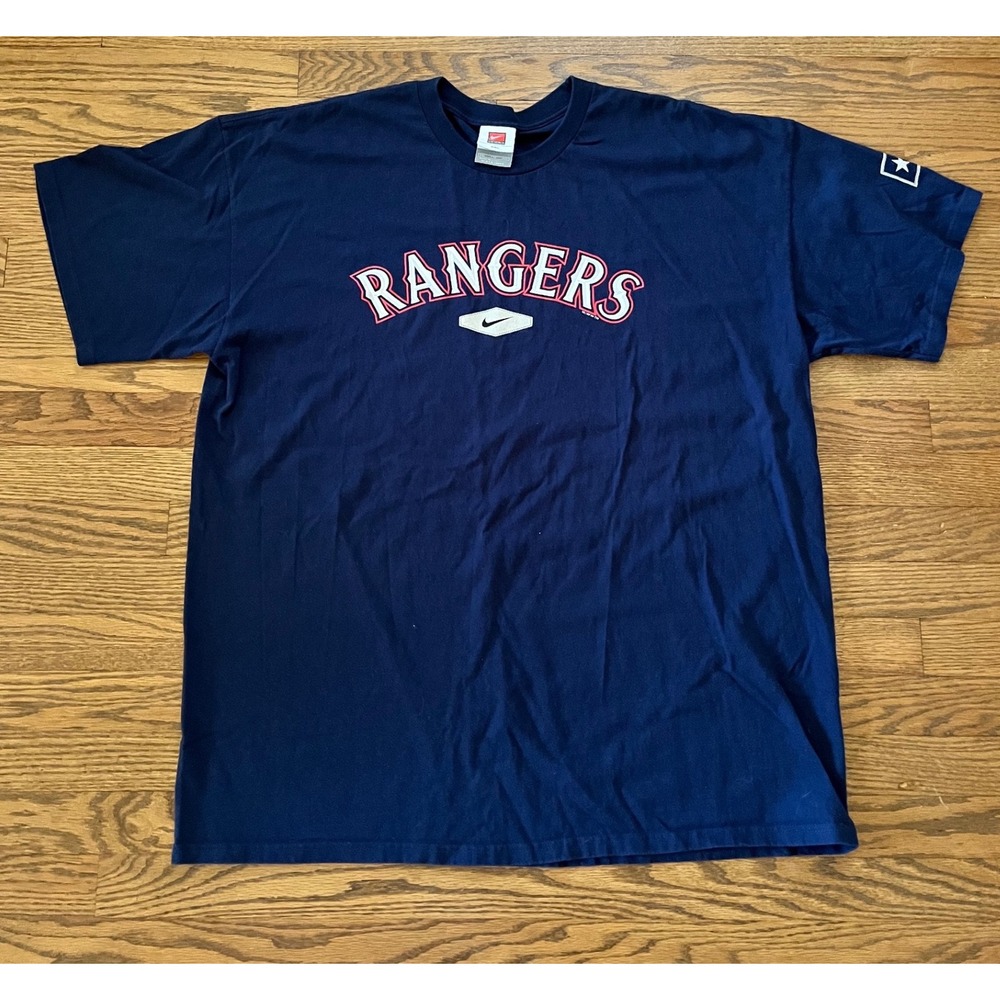 Vintage Nike Team Texas Rangers MLB T-Shirt Navy Blue XXL 2006 Texas Flag